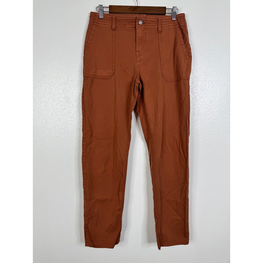 Prana Womens Rust Orange Organic Cotton Stretch Patch Pocket Utility Pants Sz 4